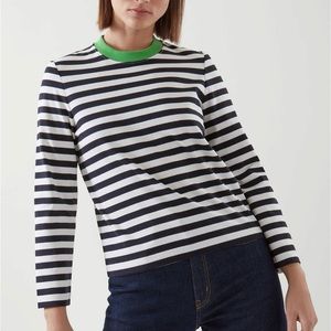 COS Slim Fit Heavyweight Cotton Long Sleeve Striped T Shirt Size S